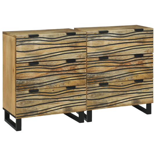 Skap med skuff 2 pcs Brun 60 x 33.5 x 75 cm heltre mango