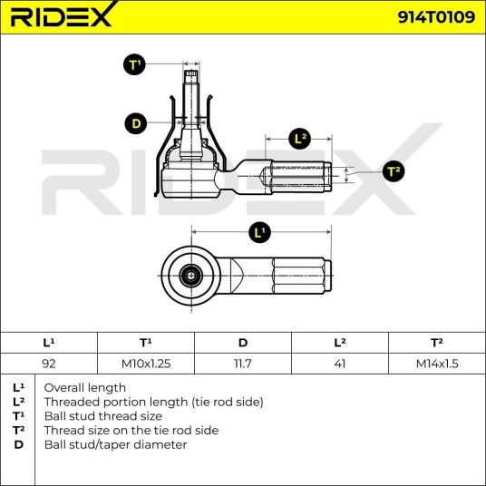 RIDEX 914T0109 Endeledd RIDEX 914T0109 Endeledd
