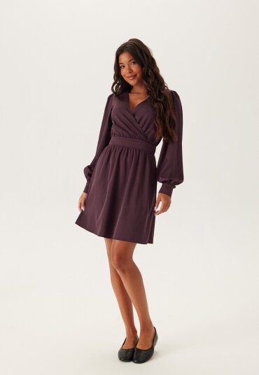 Bubbleroom Wrap Satin Dress Burgundy XS Bubbleroom Wrap Satin Dress Burgundy XS