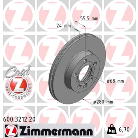 Bremseskive ZIMMERMANN 600.3212.20