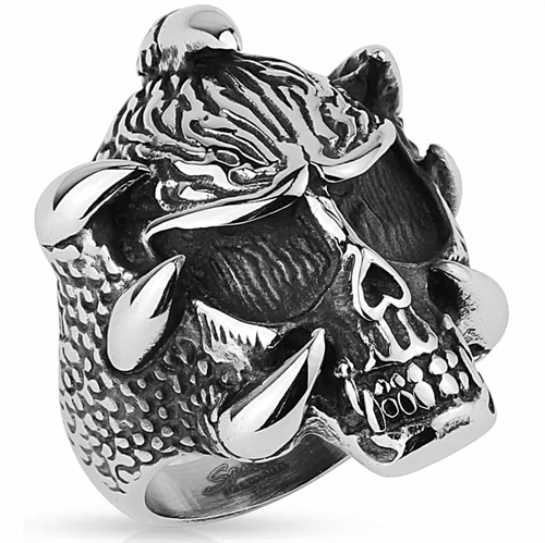 Angry skullface bikerring Angry skullface bikerring