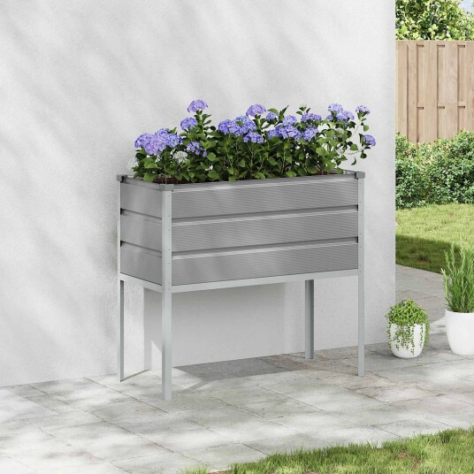 vidaXL Plantekassed Lysegrå 100 x 45 x 90 cm Galvanisert Stål
