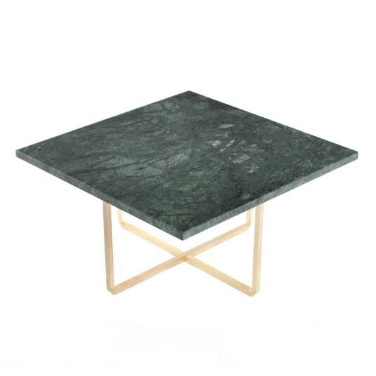 Ox Denmarq Ninety Sofabord 60 cm Messingben Grønn Marmor