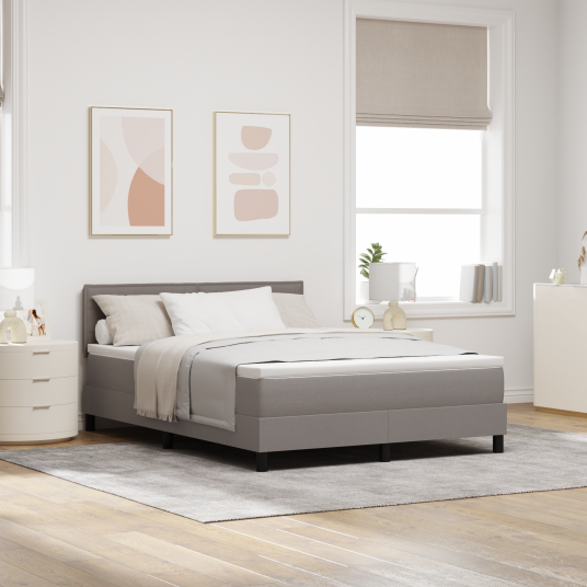 Box Spring Seng med Madrass Taupe 160x200 cm Stoff