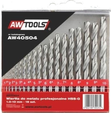 Aw-Tools Hss-G Bor Til Metall I Sett 19 Deler /1,0–10,0 Mm/
