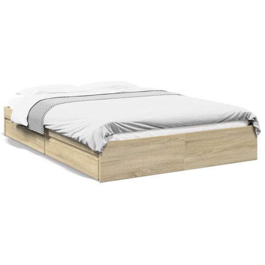 Sengeramme med skuffer sonoma eik 160x200 cm konstruert tre 8721102622984