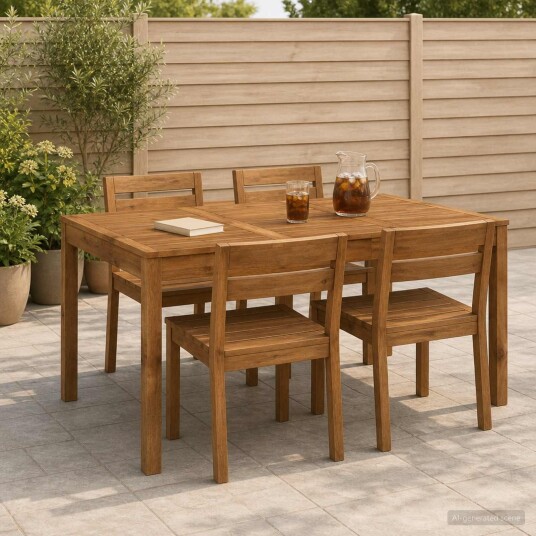 vidaXL Hage middagsbord Naturlig 147 x 88,5 x 75 cm Solid akasietre