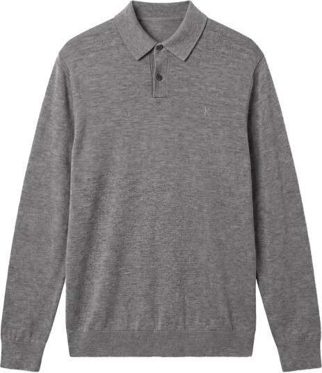 Calvin Klein Ls 100% Merino Polo 14Gg Grey S