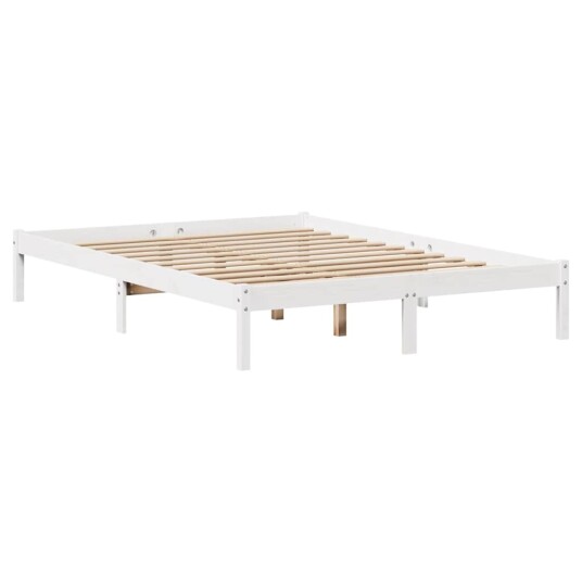 Seng med bokhylle uten madrass hvit 120x200 cm heltre furu 3321539