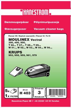 Haneström Støvsugerposer papir 5st. DU12059