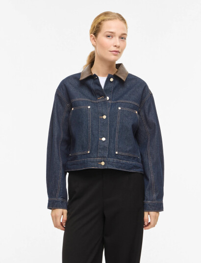 Vila Vilova L/S Collar Denim Jakcet Dbd/Bfs Blue 40 Vila Vilova L/S Collar Denim Jakcet Dbd/Bfs Blue 40