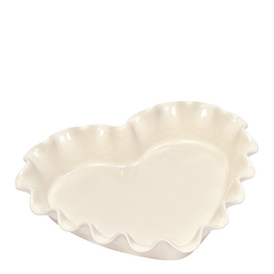 Emile Henry   Paiform hjerte 33x29 cm 1,5L krem