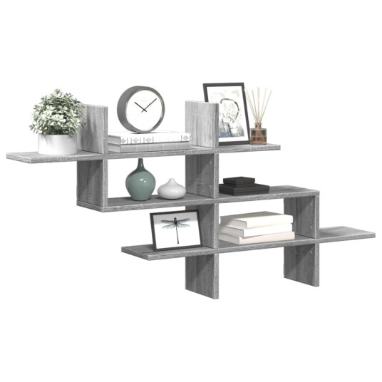  Vegghylle grå sonoma 124,5x18x60,5 cm konstruert tre 8721158361332