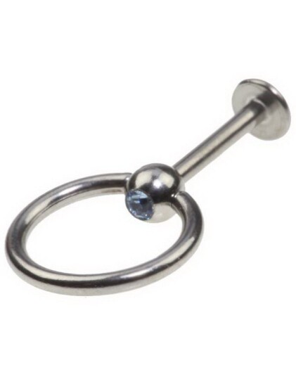 Utgått Labrett med Blå Sten og Slavering 12 x 8 mm