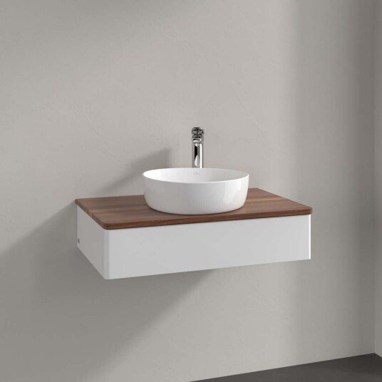 Villeroy & Boch  Antao Servantskap med 1 skuff 80x50x19 cm m/lys Hvit Blank/Valnøtt