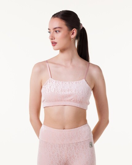 Bumpro Logomania Velour Bralette Pink Evening - L