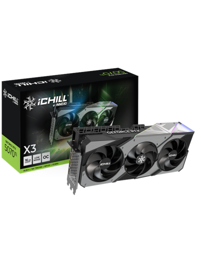 Inno3D GeForce RTX 5070 Ti iCHILL X3 Grafikkort 16GB GDDR7 PCIe 5.0 Inno3D GeForce RTX 5070 Ti iCHILL X3 Grafikkort 16GB GDDR7 PCIe 5.0
