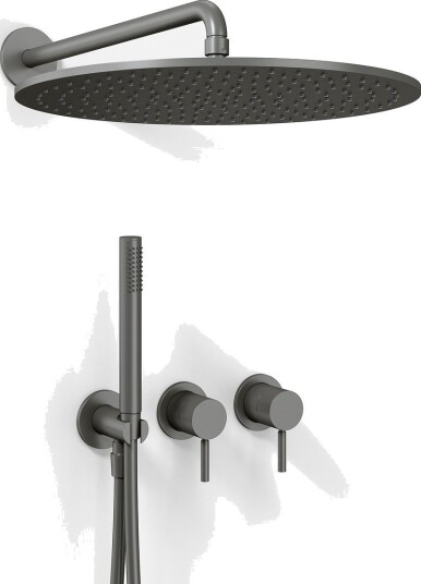 Semplice SBR801 S13 - Dusjsett Rain DeLuxe Ø40, Vegg, PVD Matt Gun Metal