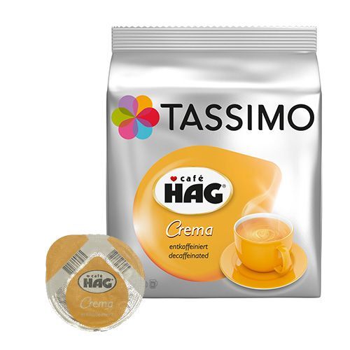 Tassimo Café Hag Crema Koffeinfri til Tassimo. 16 kapsler Tassimo Café Hag Crema Koffeinfri til Tassimo. 16 kapsler