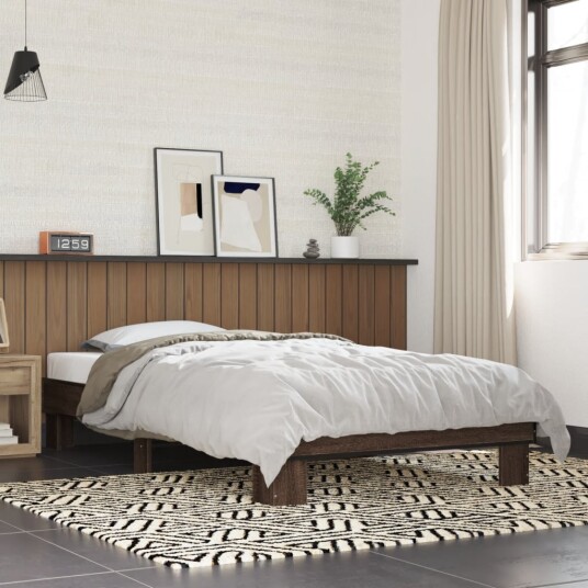 Sengeramme brun eik 90x190 cm konstruert tre og metall 8721102448645