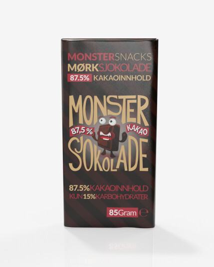 Monster Belgisk Ekstra Mørk Sjokolade 85g - 88% KAKAO! Monster Belgisk Ekstra Mørk Sjokolade 85g - 88% KAKAO!