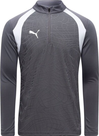 PUMA Treningsskjorte teamFINAL 1/4 glidelås Grå/PUMA White Barn størrelse 152 cm