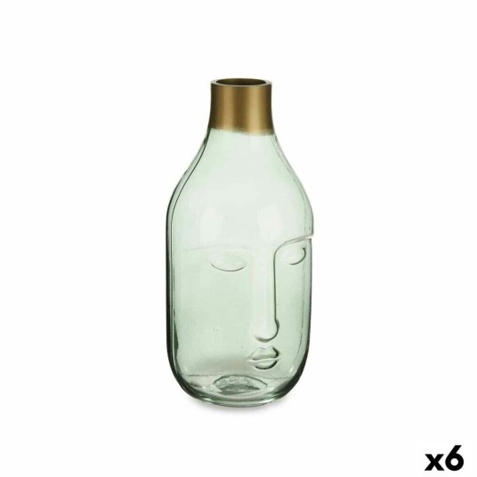 Gift Decor Vase Ansikt Grønn Glass 11 X 24,5 X 12 Cm (6 Enheter)