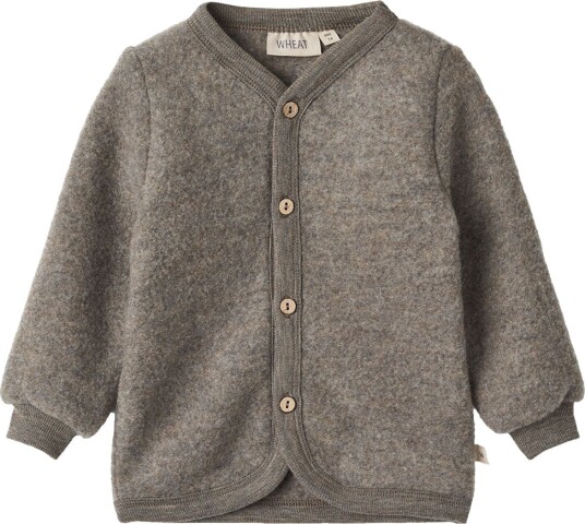Wheat Cardigan Ullfleece Kari Brown Melange Wheat 2 år 92 Cardigan Brun