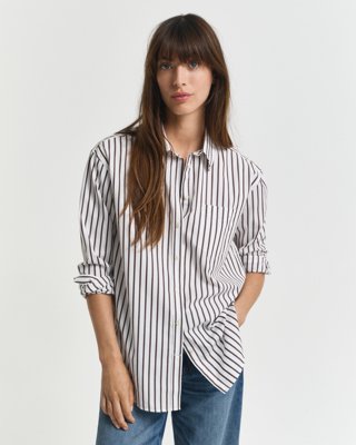 Gant Stripete poplinskjorte i relaxed fit DEEP BROWN 34