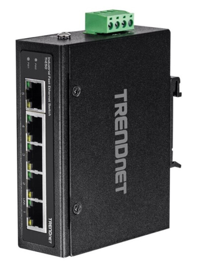 Trendnet Ti-E50 - Switch - Ikke-Styrt - 5 X 10/100 - Din-Skinnemonterbar, Veggmonterbar - Dc-Strøm - Taa-Samsvar