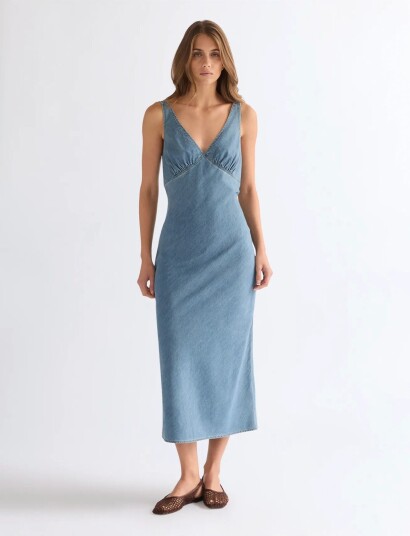 Wrangler Bias Slip Dress   Blue   S x 00