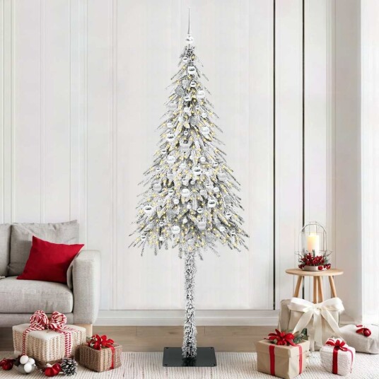  Juletre med 300 LED med stativ Hvit 210 cm PE og stål