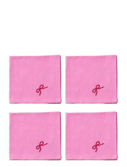 Midnatt Napkins 4-Pack Pink Bow - Pink - 40X40CM