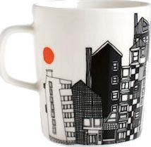 Marimekko SIIRTOLAPUUTARHA Krus 25 cl Hvit/Svart/Oransje