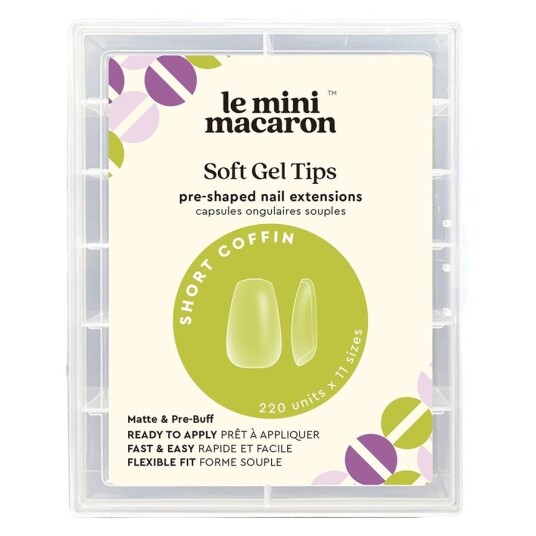 Le Mini Macaron Soft Gel Tips Short Coffin Matte 220pcs Le Mini Macaron Soft Gel Tips Short Coffin Matte 220pcs