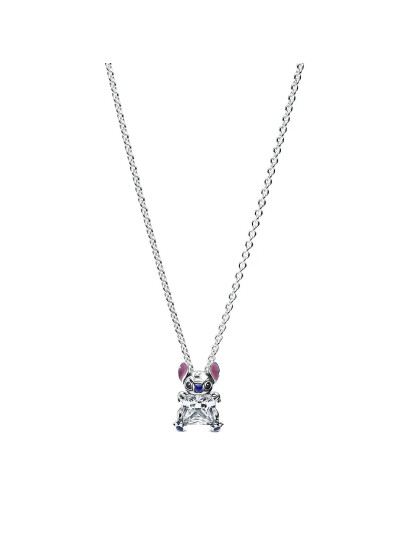 PANDORA Disney Stitch Pendant Necklace With Clear Cubic Zirconia Purple Blue And Black Enamel Silver 45 cm PANDORA Disney Stitch Pendant Necklace With Clear Cubic Zirconia Purple Blue And Black Enamel Silver 45 cm