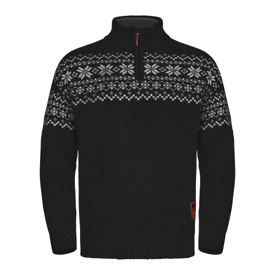 Gridarmor Men's Snøkrystall Half Zip Ullgenser Black/white M Gridarmor Men's Snøkrystall Half Zip Ullgenser Black/white M