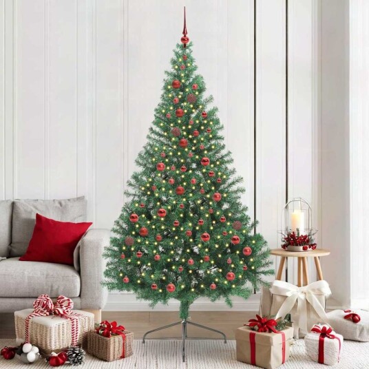 Kunstig Forhåndsopplyst Juletre med 300 LED grønn 210 cm PVC Kunstig Forhåndsopplyst Juletre med 300 LED grønn 210 cm PVC