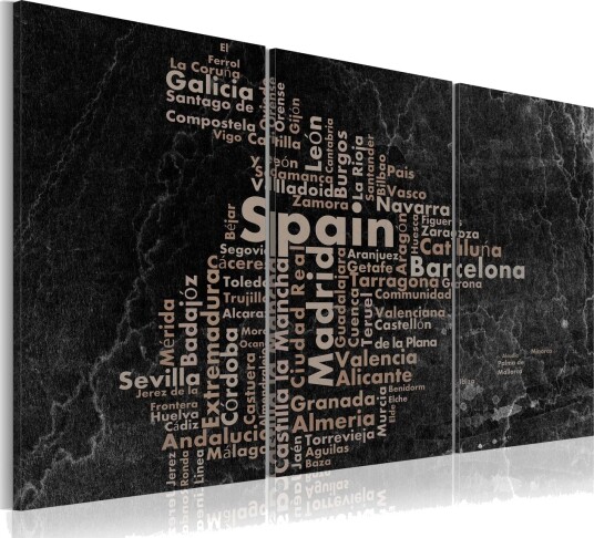 Bilde Map Of Spain On The Blackboard Triptich 120x60 Artgeist sp. z o. o.