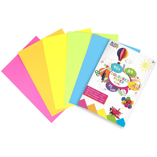 Grafix Farget papir Fluo A4 40-pakke