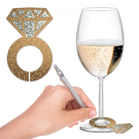 360 Degrees Ltd Glassmarkører Diamantringer Gull Glitter - 24-pakning