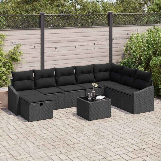 vidaXL Hagesofa Set 9 stk. polyrotting