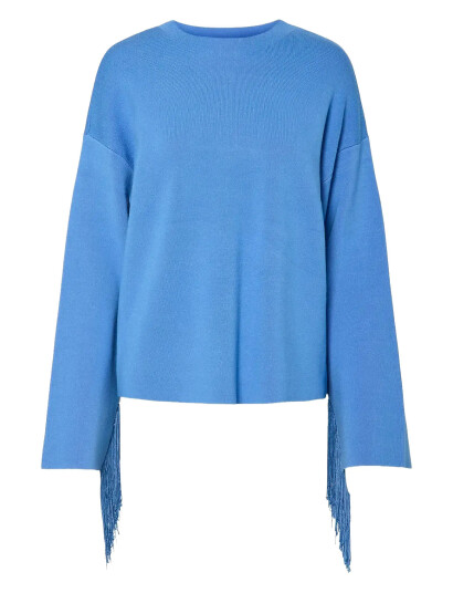 YAS Yasfringa Ls O-Neck Knit Pullover S. - Blue - L