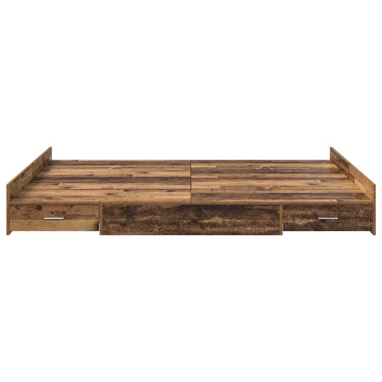  Seng med lagring Gammelt tre 140 x 190 cm Konstruert tre