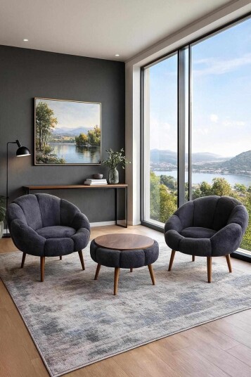 Wing Chair & Coffee Table Set (3 Pieces) Atelier Del Sofa -