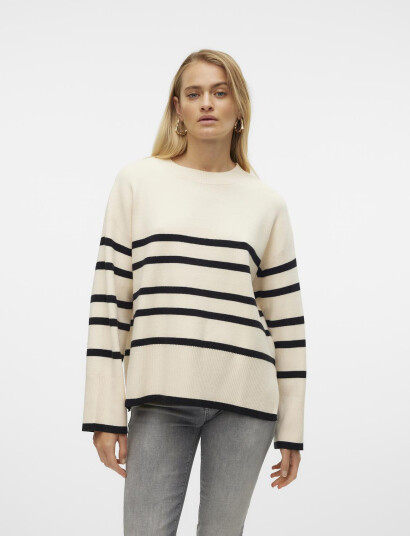 Vero Moda Vmsaba Ls O-Neck Stripe Pullover Ga Noos - Cream - L Vero Moda Vmsaba Ls O-Neck Stripe Pullover Ga Noos - Cream - L