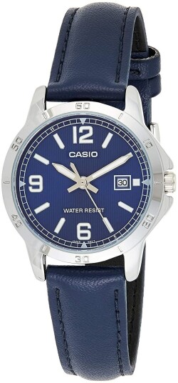 Casio Dameklokke LTP V004L 2BUDF Classic Blå/Lær Ø35 mm