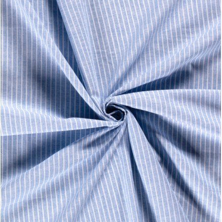 Lin/bomull m/stripe 145cm 003 Babyblå - 50cm