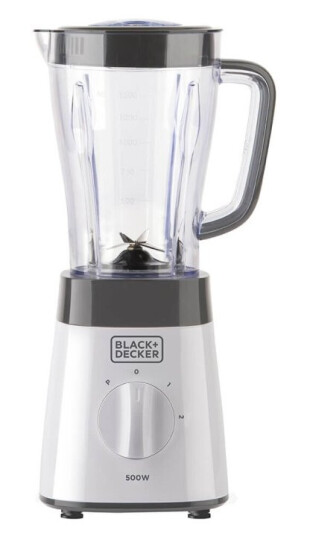 BLACK+DECKER 1,5L Kanneblender 500W Hvit med Pulsfunksjon