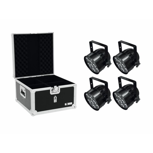 EuroLite Set 4x Led Par-56 Qcl Short Svart & Eps Case
